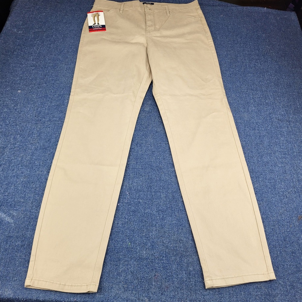 Chaps Womens Khaki Trouser Pants Size 8 Stretch Straight Leg Tan Career NEW